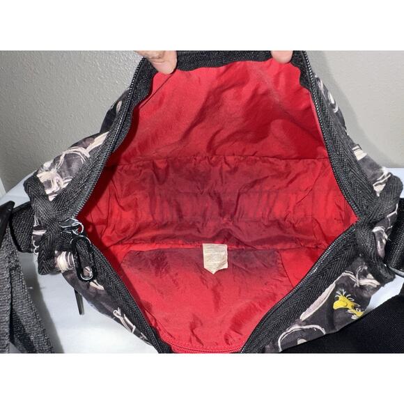 LeSportSac Snoopy Peanuts Sketch Classic Hobo Black Nylon Crossbody Bag - Picture 10 of 16